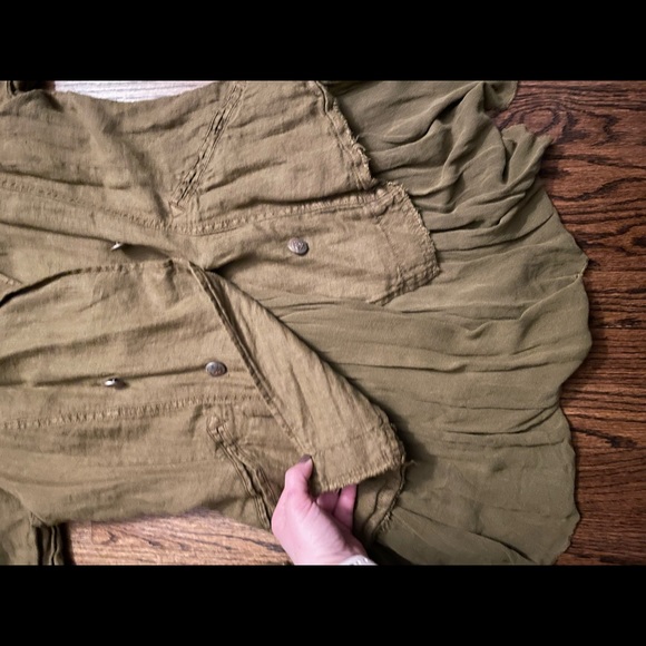 Linen olive green military inspired boho jacket - Picture 8 of 15